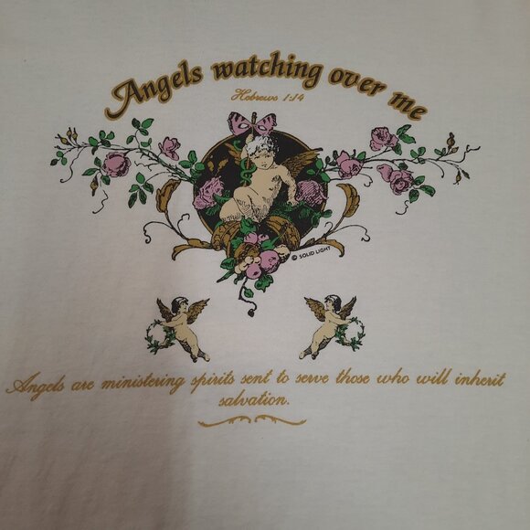 Vintage Single Stitch T-shirt Religious Themed Men's Size Large Angels Bible USA - Picture 2 of 8